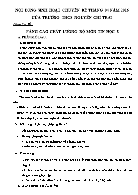 Chuyên đề Nâng cao chất lượng bộ môn Tin học lớp 8